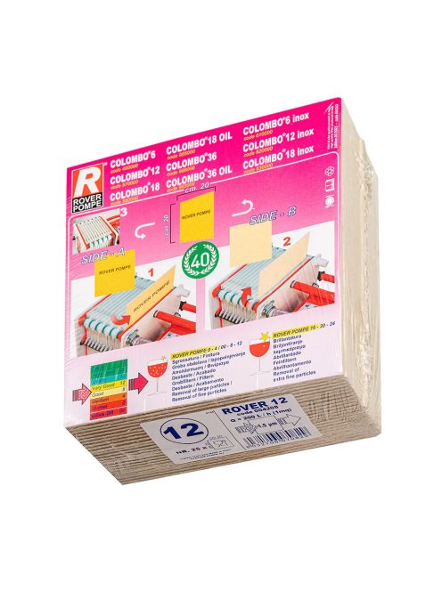 ROVER Filterplatte – 12 (Feinfiltration), 20×20 cm, 25 Stk./Packung (004208)